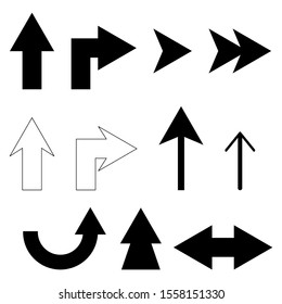 arrows set with different style isolated on white background. vector illustration