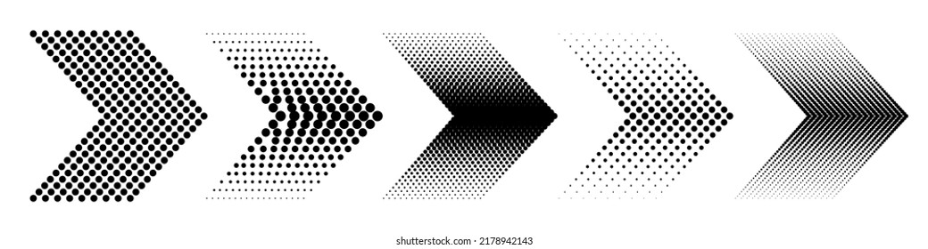 Arrows. Set of dotted arrows. Halftone arrows. Vector illustration.