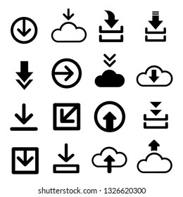 arrows set download vector sign icon for creating button, bar and web app icons, download now symbol, vector arrow down document file symbol icon set