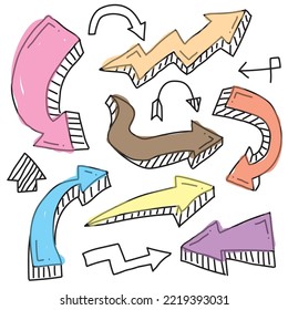 Arrows set elements handrawn arrows, comic and abstract arrows for design elements or illustration