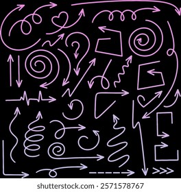 Arrows set. Hand drawn Arrows. Arrow vector icon. Arrow line icon. Arrows in different directions