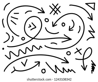 arrows set hand drawn vector