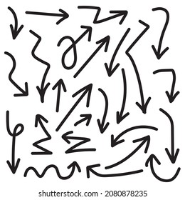 Arrows set hand drawn vector on background