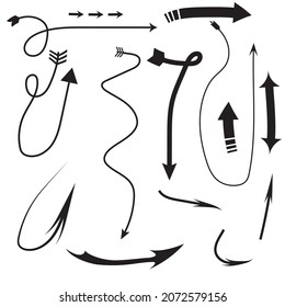 Arrows set hand made arrow line drawing vector 