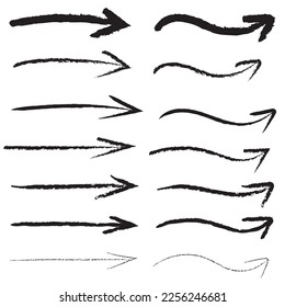 Arrows set hand made with brush vector arrow
