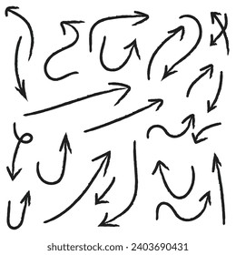 Arrows set hand made vector arrow brush edition 