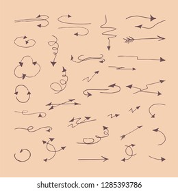 Arrows set. Hand-drawn vector illustration