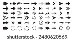 Arrows set icon in black color. Arrow vector collection . Vector illustration. Modern and simple arrows.