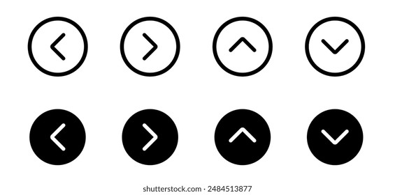 Arrows set icon. Left right up down arrow button black vector design. Vector illustration