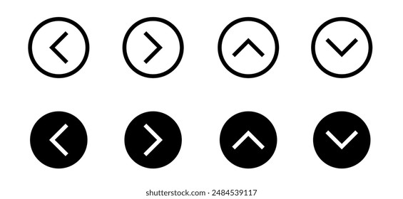 Arrows set icon. Left right up down arrow button black vector design. Vector illustration
