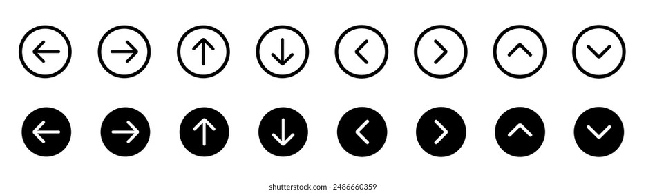 Arrows set icon. Left right up down arrow button black vector design. Vector illustration