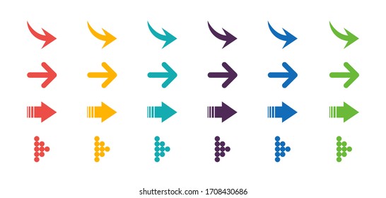 Arrows set icon. Arrows set vector illustration. Arrow icon. Colorful arrow symbols. vector icon. Arrows vector collection. Vector