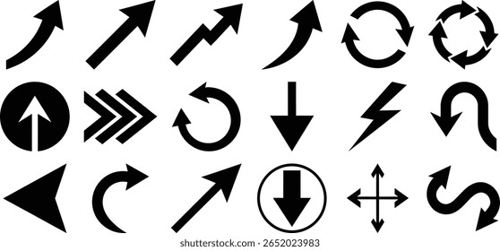 Arrows set icon. Arrows set vector illustration. Arrows vector collection. Collection different arrows sign.	