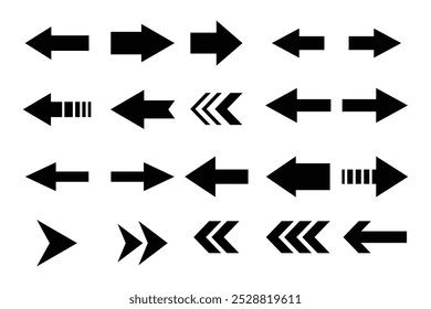 Arrows set icon, vector sing in black. Set  of Arrow vector collection. Simple cursor sign design. Vector illustration.  