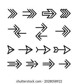 Arrows set icons. Arrow icon. Arrow vector collection. Arrow. Cursor. Archer. Digital Audio Video Play Sign. Modern simple arrows. Arrow Street Sign. Vector illustration