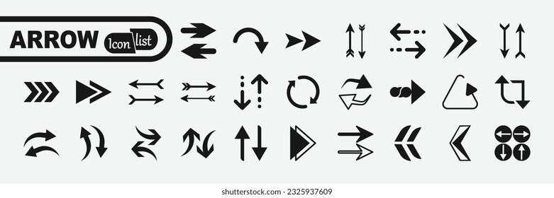 Arrows set of  icons. Arrow icon. Arrow vector collection. Arrow. Cursor. Modern simple arrows. Vector illustration.

