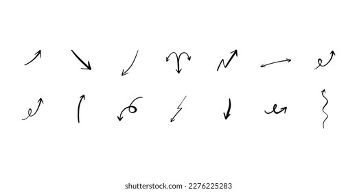 Arrows set icons. Set different arrows or web design. Symbols that show directions. Vector illustration isolated on white background.