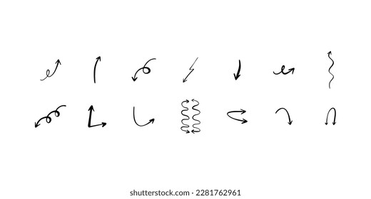 Arrows set icons. Set different arrows or web design. Symbols that show directions. Vector illustration isolated on white background.