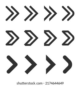 Arrows set icons isolated in white background.  Collection different Arrow icon. Vector error correction. EPS 10.