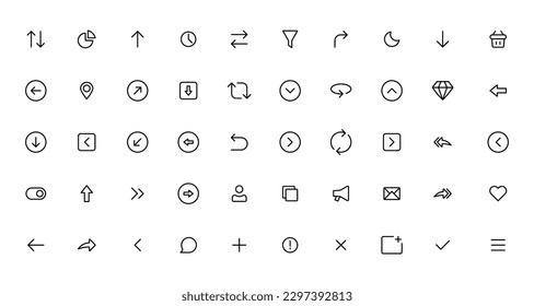 Arrows set  icons.User interface iconset collection. Arrow icon. Arrow vector collection. Arrow. Cursor. Modern simple arrows.
