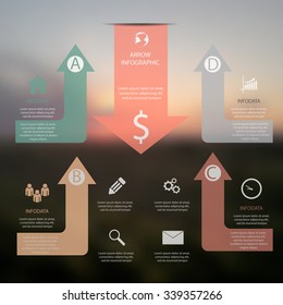 arrows set for infographic diagram graph presentation and chart Business concept Blur vector background eps 10