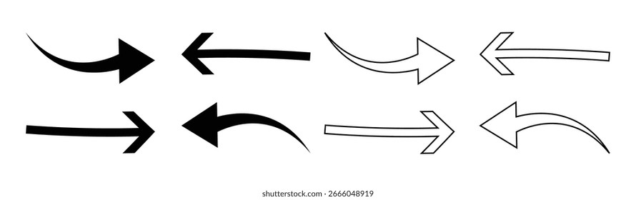 Arrows set isolated on white background. Vector arrow pointers up or down for web.