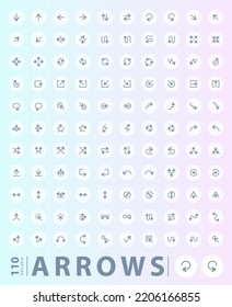 arrows set, line editable icons for web design