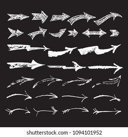 Arrows  set made by hand in vector. Sketch elements for your design. Isolated on the background and easy to use.  Real pastel texture.