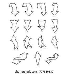 Arrows set made by hand in vector. Sketch elements for your design. Isolated on the background and easy to use.  