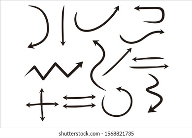 Arrows set on a white background, vector hand drawn 