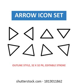 arrows set outline style icon on white background. direction. button. UI.