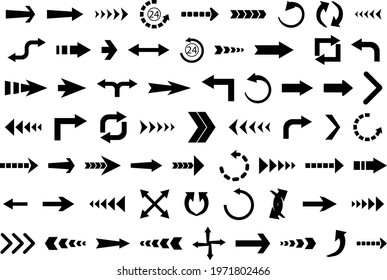 Arrows set of plus 60 black icons, Arrow vector collection, Cursor. Modern simple arrows	