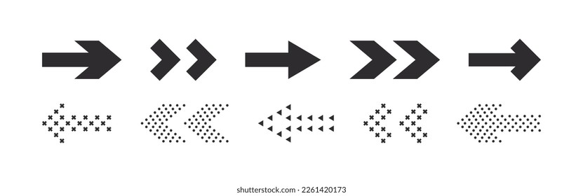 Arrows set. Pointer or arrow signs. Modern arrow icons. Vector illustration