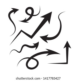 Arrows set up pointer right curve down direction left cursor button label next page web interface, flat vector navigation symbol