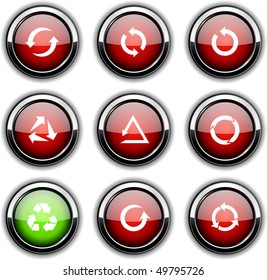 Juego de flechas de iconos glosos redondos.