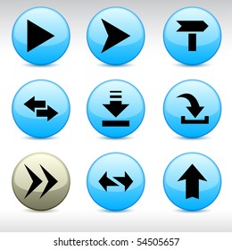 Arrows set of round glossy icons.