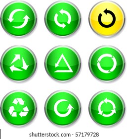 Arrows set of round glossy icons.