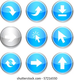 Arrows set of round glossy icons.