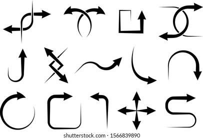 Arrows set. Sharp hand drawn icons. Vector illustration isolated on white background