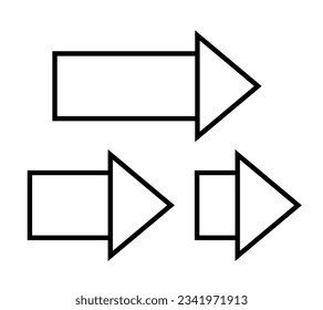 Arrows set simple hand drawn vector illustration, horizontal sign pointing direction to right