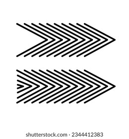 Arrows set simple hand drawn vector illustration, horizontal sign pointing direction to right