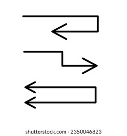 Arrows set simple hand drawn vector illustration, free form sign pointing to right, showing direction