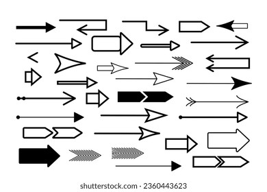 Las flechas establecen una ilustración vectorial simple dibujada a mano, señalando direcciones diferentes 