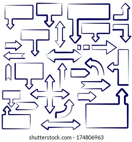 arrows set  sketch hand drawn vector llustration