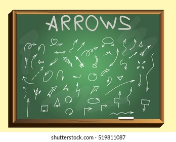 arrows set, sketched style.hand drawn arrows set