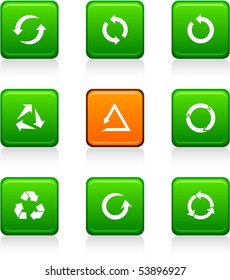 Juego de flechas de iconos de color cuadrado.