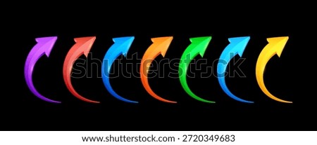 Arrows set. Update symbol or download. 3D Vector EPS10. Isolated on black Background.