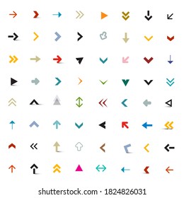 Filas fijadas - Iconos de flecha vectorial aislados en fondo blanco