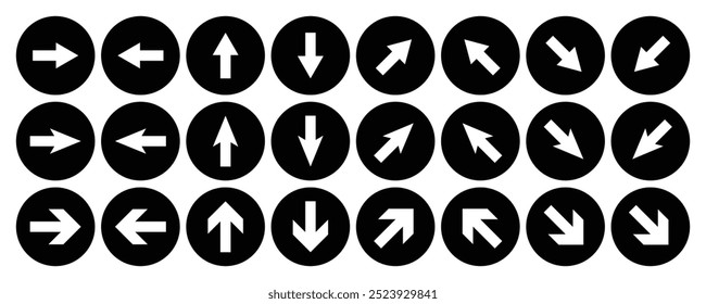 Las flechas establecen la Ilustración vectorial. Símbolos de flecha negra. Conjunto de flechas icono. Icono de flecha. Colección de Vector de flechas. Ilustración vectorial.