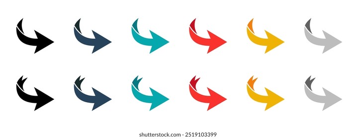 Arrows set vector illustration. Colorful arrow symbols. vector icon. Arrows set icon. Arrow icon. Arrows vector collection. Vector illustration